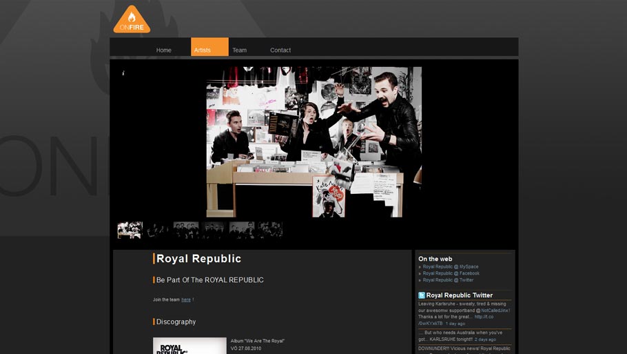 project of ONFIRE RECORDS Homepage 2009